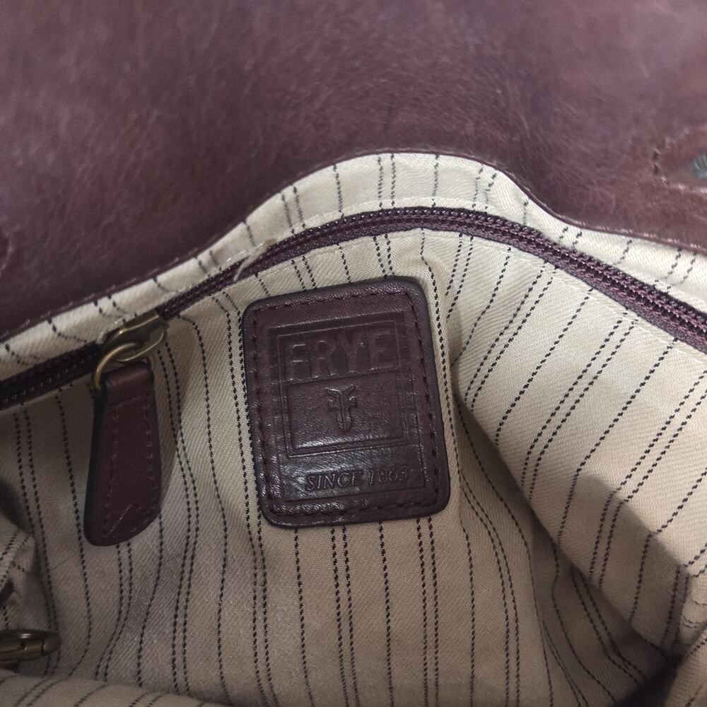 Frye Fringe Leather Hobo Bucket Bag | Boho Western Brown Tassel Purse - Picture 13 of 16